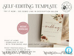 TEMPLETT wedding stationery Rustic Wedding Program template, Minimalist Order of Service, Printable Ceremony, DIY Program Card, Instant Download, Editable Text, WBoho105