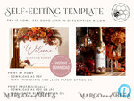 TEMPLETT wedding stationery Fall Dhalias wine label wedding template, wine label weddings editable, Instant download Modern wine label wedding Garden Printable, Fal15