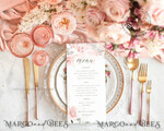 TEMPLETT  
 Hochzeitsdrucksachen Floral Hochzeitsmenü-Vorlage, bearbeitbare Abendmenüs, Sofortdownload Moderne Hochzeitsmenüs, Gartenhochzeitsmenü druckbar, WRom15