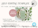 TEMPLETT wedding stationery Modern wedding menu template, dinner menus editable, Instant download SageGreen wedding menus, Garden wedding menu  Printable, WSpr34