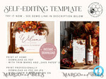 TEMPLETT wedding stationery Fall Dhalias drink bar menu template, Drinks Signs editable, Instant download Modern Table Signs Garden Wedding Menu Sign Printable, Fal15