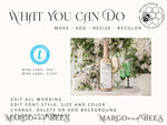 TEMPLETT wedding stationery Sage Green wine label wedding template, wine label weddings editable, Instant download Modern wine label wedding Garden  Printable, WSpr14