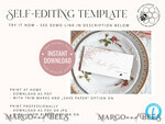 TEMPLETT wedding stationery Boho Blush Pink Place Card template editable, Instant download, place cards with meal icon, Garden escort cards Printable4