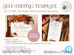 TEMPLETT wedding stationery Fall Terracotta wedding menu template, dinner menus editable, Instant download Modern wedding menus, Garden wedding menu Printable, Fal15