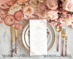 TEMPLETT wedding stationery Boho Blush Pink wedding menu template, dinner menus editable, Instant download wedding menus, Garden wedding menu  Printable4