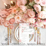TEMPLETT  
 Hochzeitsdrucksachen Blush Pink Boho Tischkarten Vorlage, TENTED Platzkarten bearbeitbar, Sofortiger Download von eleganten Platzkarten, WRom15