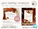 TEMPLETT wedding stationery Fall Maroon table number template Dhalias table numbers editable, Instant download Modern table numbers Garden table number Printable, Fal14