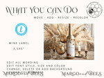 TEMPLETT wedding stationery Boho wine label wedding template, wine label weddings editable, Instant download Elegant wine label wedding Garden  Printable, Wboho104