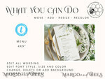 TEMPLETT wedding stationery Green wedding menu template, dinner menus editable, Instant download Modern wedding menus, Garden wedding menu  Printable, WGreen45