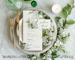 TEMPLETT wedding stationery Green wedding menu template, dinner menus editable, Instant download Modern wedding menus, Garden wedding menu  Printable, WGreen45