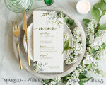 TEMPLETT wedding stationery Green wedding menu template, dinner menus editable, Instant download Modern wedding menus, Garden wedding menu  Printable, WGreen45