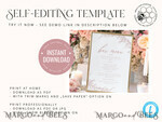 TEMPLETT wedding stationery Boho Blush Pink Bar Menu template, Drinks Signs editable, Instant download Modern Table Signs Garden Wedding Menu Sign  Printable4