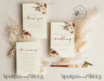 TEMPLETT wedding stationery Boho Wedding Program template, Minimalist Order of Service, Printable Ceremony, DIY Program Card, Instant Download, Editable Text, WBoho105