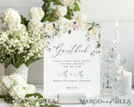TEMPLETT wedding signs Green Guestbook Wedding Sign template, Instant download Greenery Wedding Guest book Sign, Guestbook Printable, Minimalist Sign, WRoses556