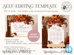 TEMPLETT wedding signs Fall Maroon Wedding Seating Chart Template, Printable Seating Chart Wedding, Chart Sign, intable, Editable, Poster, Templett INSTANT Download, Chart Board, Table Seating Chart, Seating Plan, Welcome Sign7