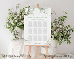 TEMPLETT wedding signs Greenery wedding welcome sign template, Wedding Seating Chart Template, Printable Seating Chart Wedding, Chart Sign Poster, WSpr15