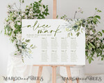 TEMPLETT wedding signs Greenery wedding welcome sign template, Wedding Seating Chart Template, Printable Seating Chart Wedding, Chart Sign Poster, WGreen44