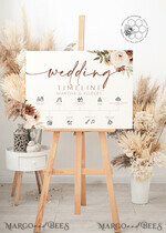 TEMPLETT wedding signs Boho Wedding Order of Events Timeline Sign Template, Fall Order of Events Timeline Sign, Printable Timeline, DIY Wedding Sign, WBoho104