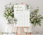 TEMPLETT wedding signs Greenery wedding welcome sign template, Wedding Seating Chart Template, Printable Seating Chart Wedding, Chart Sign Poster, WGreen45