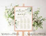 TEMPLETT wedding signs Greenery wedding welcome sign template, Wedding Seating Chart Template, Printable Seating Chart Wedding, Chart Sign Poster, WGreen45