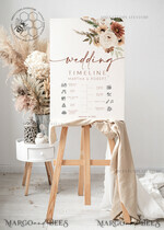 TEMPLETT wedding signs Boho Wedding Order of Events Timeline Sign Template, Fall Order of Events Timeline Sign, Printable Timeline, DIY Wedding Sign, WBoho105