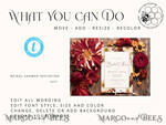 TEMPLETT bridal shower Boho burgundy  bridal shower invitation template,Instant download terracotta bridal shower Invites, Modern Garden bridal Invites Printable 5
