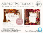 TEMPLETT bridal shower Boho burgundy  bridal shower invitation template,Instant download terracotta bridal shower Invites, Modern Garden bridal Invites Printable 5