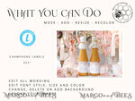 TEMPLETT bridal shower Pampas bridal shower Champagne Bottle Labels template, Instant download Natural bridal shower Favors Tags, Garden favor Tag Diy WPam54