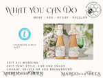 TEMPLETT bridal shower Sage Green bridal shower Champagne Bottle Labels template, Instant download Greenery bridal shower Favors Tags, Garden favor Tag Diy WSpr14
