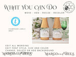 TEMPLETT bridal shower Sage Green bridal shower Champagne Bottle Labels template, Instant download Greenery bridal shower Favors Tags, Modern Garden bridal shower Champagne Bottle Labels Set Printable4
