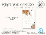 TEMPLETT save the date Boho save the date card template, Elegant Instant download save the date card, Rustic Cards Set Printable, Fine art Save Our Date, Atm26