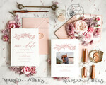 TEMPLETT save the date Romantic save the date card template, Instant download save the date card, Elegant save the date cards Set Printable WRoses85