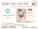 TEMPLETT save the date Romantic save the date card template, Instant download save the date card, Elegant save the date cards Set Printable WRoses85