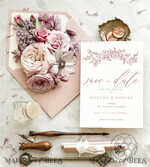 TEMPLETT save the date Romantic save the date card template, Instant download save the date card, Elegant save the date cards Set Printable WRoses85
