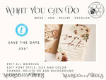 TEMPLETT save the date Boho Ivory save the date card Template, Instant Download Printable Invites Home Printing, Simple save the date card  with photo, WBoho106