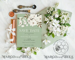 TEMPLETT save the date Sage Green save the date card template, Instant download Greenery save the date card, Modern Garden save the date cards Set Printable WSpr35