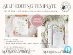 TEMPLETT save the date Floral save the date card template, Instant download Greenery save the date card, Elegant save the date cards Set Printable WRoses555