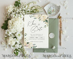 TEMPLETT save the date Floral save the date card template, Instant download Greenery save the date card, Elegant save the date cards Set Printable WRoses555