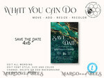 TEMPLETT save the date Sage Green save the date card template, Instant download Greenery Marble save the date card, Modern Garden save the date cards Set Printable, MrbG16