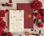 TEMPLETT save the date Golden Boho save the date card template, Fake gold Elegant Instant download save the date card, Gold Cards Set Printable6