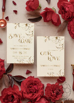 TEMPLETT save the date Golden Boho save the date card template, Fake gold Elegant Instant download save the date card, Gold Cards Set Printable6