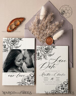 TEMPLETT save the date Boho save the date card template, Elegant Instant download save the date card, Rustic Cards Set Printable, Fine art Save Our Date6