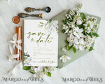 TEMPLETT save the date Floral save the date card template, Instant download Greenery save the date card, Modern Garden save the date cards Set Printable WGreen45