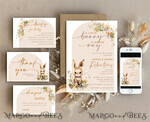 TEMPLETT baby shower Bunny Gender Neutral Baby Shower Invitation Template, Floral Bunny Instant Download Printable Invites Home Printing, Simple modern Card Set10