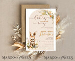 TEMPLETT baby shower Bunny Gender Neutral Baby Shower Invitation Template, Floral Bunny Instant Download Printable Invites Home Printing, Simple modern Card Set10