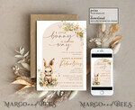 TEMPLETT baby shower Bunny Gender Neutral Baby Shower Invitation Template, Floral Bunny Instant Download Printable Invites Home Printing, Simple modern Card Set10