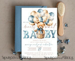TEMPLETT baby shower Teddy Bear Baby Boy Shower Invitation Template Set We Can Bearly Wait Diaper Raffle Books, Instant Download Printable Invites Home Printing9
