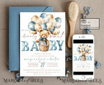 TEMPLETT baby shower Teddy Bear Baby Boy Shower Invitation Template Set We Can Bearly Wait Diaper Raffle Books, Instant Download Printable Invites Home Printing9
