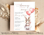 TEMPLETT baby shower Girl Rabbit Baby Shower Invitation Template Bunny is on the way Diapper Raffle Books balloon Instant Download Blush editable Easter invite10