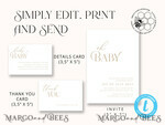 TEMPLETT baby shower Modern Baby Shower InvitationTemplate, Instant Download Printable Invites Home Printing, Simple Boho baby Boy shower Card Set8